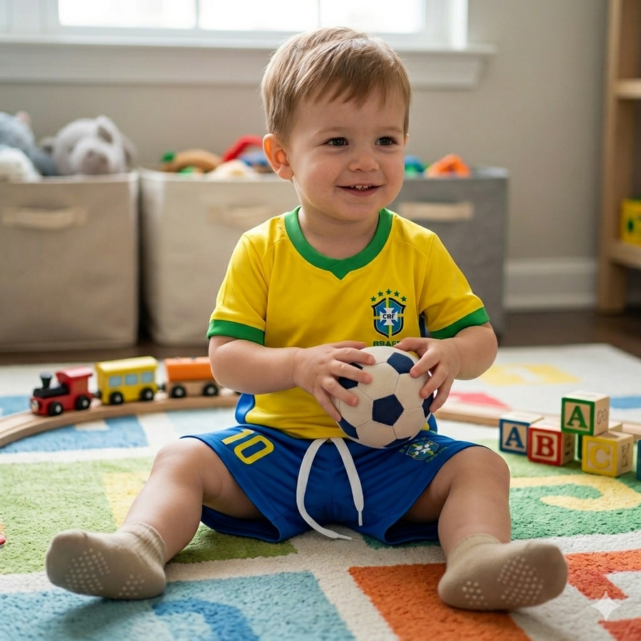 BRAZIL HOME FIFA WORLD CUP 2026 KIDS JERSEY+PANT SET